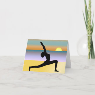 Cartão Yoga At The Beach Woman Posing Note Card