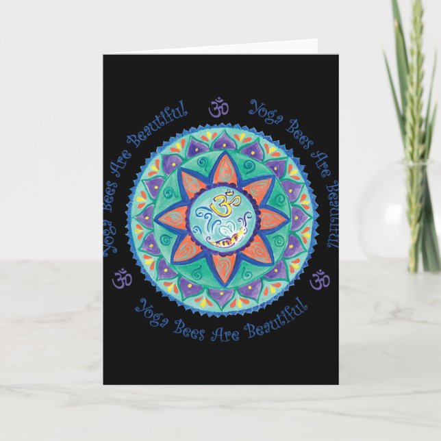 Cartão Yoga Bees Om Mandala  (Frente)