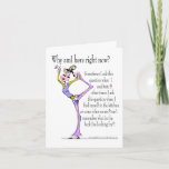 Cartão Yoga humor inspirational notecard - Must see back!<br><div class="desc">You don't have to practice yoga to ask the deep and not-so-deep questions! This is a perfect notecard to send a friend as a friendship, birthday, coping, get well or meditational suggestion card! **** What is quite fab is the image and the text make it quite suitable for framing ......</div>