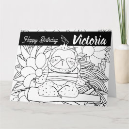 Cartão Yoga Instrutor Sloth Birthday