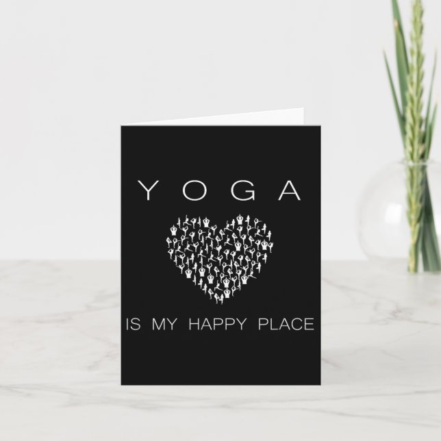 Cartão Yoga Is My Happy Place Insrational Motivational  (Frente)