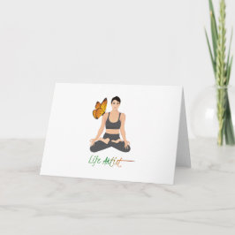 Cartão Yoga Life Artist Slogan Girl Lotus Pose Butterfly