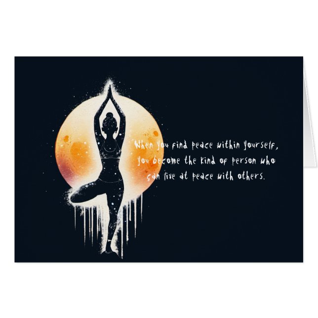 Cartão Yoga Meditation Instrutor Tree Pose Full Moon (Frente horizontal)