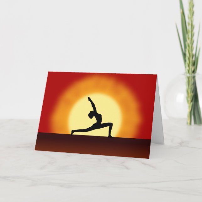 Cartão Yoga Pose Silhouette Sunrise Greeting Cards (Frente)