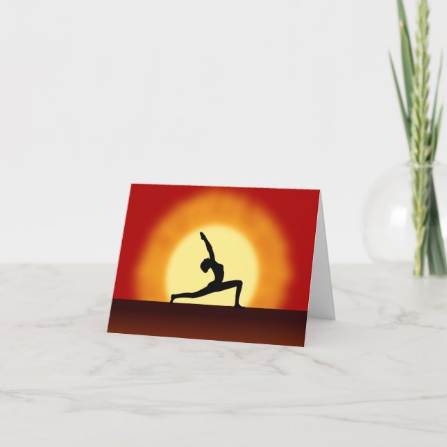 Cartão Yoga Pose Silhouette Sunrise Note Cards (Frente)
