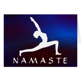 Cartão Yoga Pose White Silhouette Blue