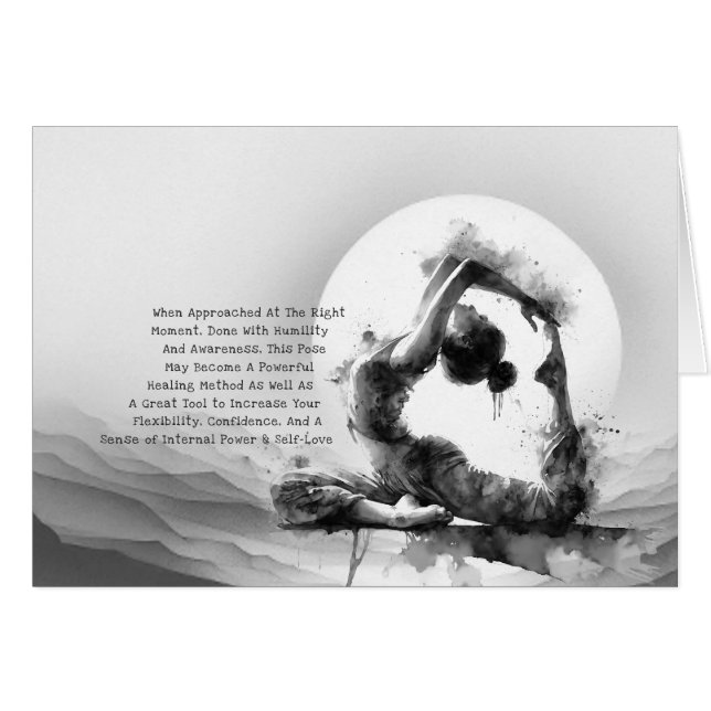 Cartão Yoga Reiki Pigeon Pose Watercolor, Rei Pigeon Com  (Frente horizontal)