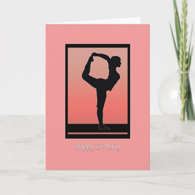 Cartão Yoga Silhouette e Sunset Birthday Card (Frente)
