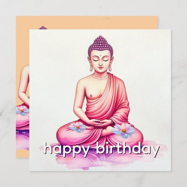Cartão Yogini / Buddha Watercolor Birthday, Meditation (Frente/Verso)