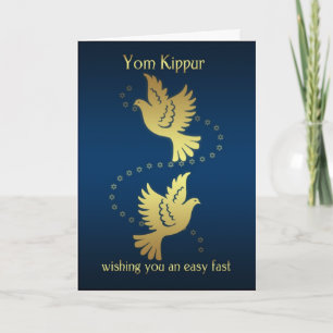 Cartão Yom Kippur - Gold Effect Doves