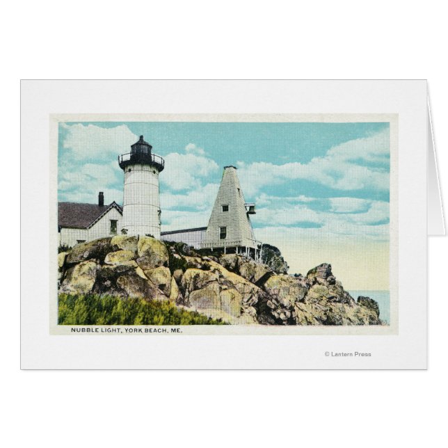 Cartão York Beach View of the Nubble Lighthouse (Frente Horizontal)