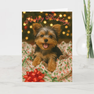Cartão Yorkie Christmas Folded Greeting Card