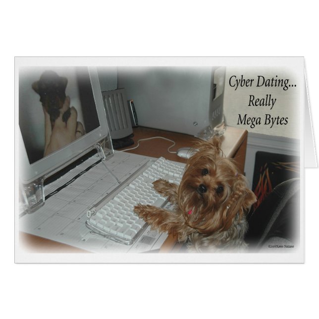 Cartão Yorkie Cyber Namorando (Frente Horizontal)