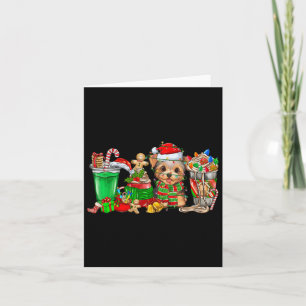 Cartão Yorkie Dog Natal Pijamas Café Latte Mugs Xma