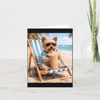 Cartão Yorkie Engraçado Bebendo Café Gelado Meme de Cacho
