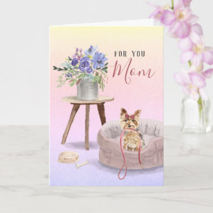Cartão Yorkie Fofo Aquarela Personalizado Feliz Aniversár