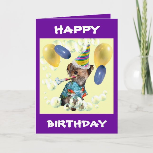 Cartão Yorkie Happy Birthday Card (Frente)