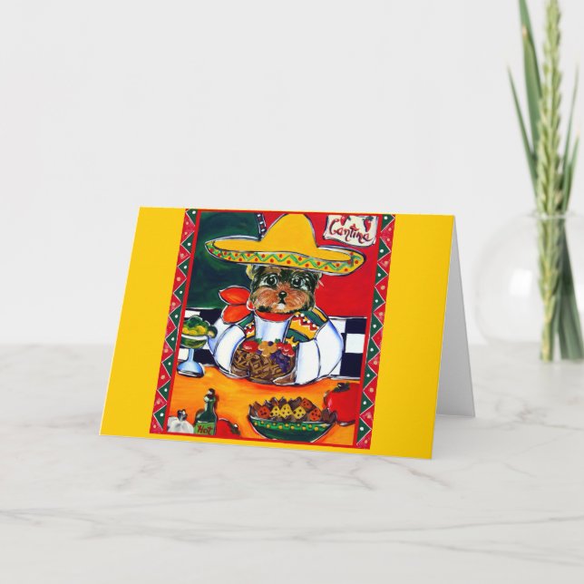 Cartão Yorkie Poo Cinco de Mayo (Frente)