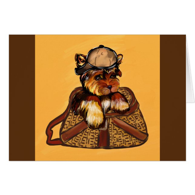 Cartão Yorkie Poo - Dia de os pais (Frente Horizontal)