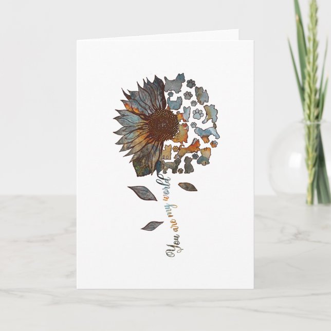 Cartão Yorkie, Você É Meu Mundo, Yorkie Gráfico De Girass (Frente)
