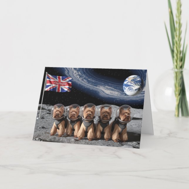 Cartão Yorkies Lua Divertida (Frente)