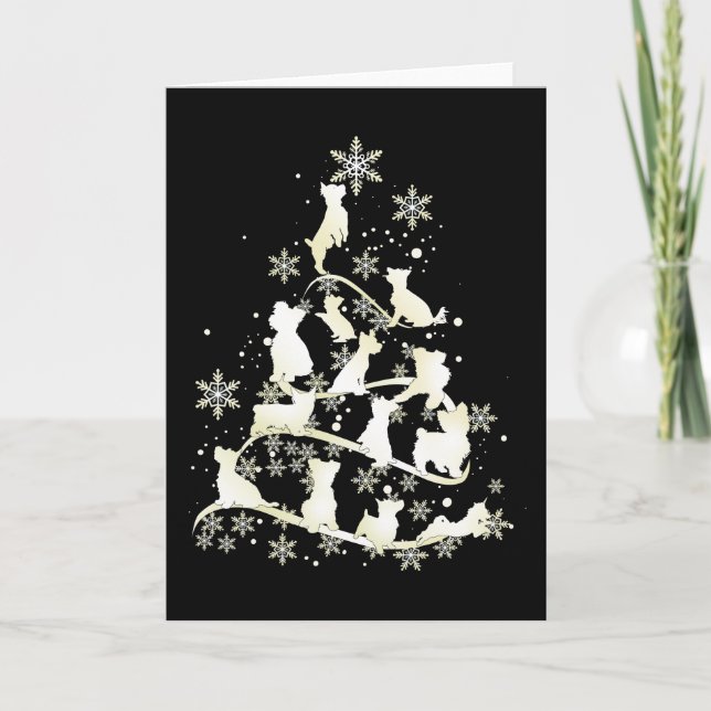 Cartão Yorkshire Terrier Christmas Tree Dog Happy Xmas (Frente)