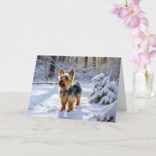 Cartão Yorkshire Terrier Deixe Nevar Natal