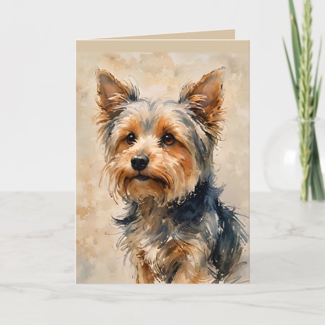 Cartão Yorkshire Terrier Dog Art  (Frente)