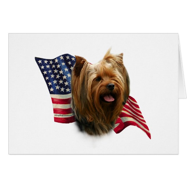 Cartão Yorkshire Terrier Flag (Frente Horizontal)