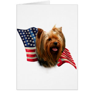 Cartão Yorkshire Terrier Flag