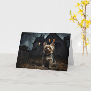 Cartão Yorkshire Terrier Halloween Assustador