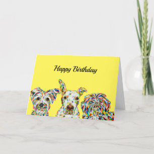 Cartão Yorkshire terrier, Pitbull, Shih Tzu Birthday Card