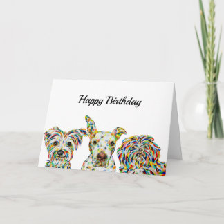 Cartão Yorkshire terrier, Pitbull, Shih Tzu Birthday Card