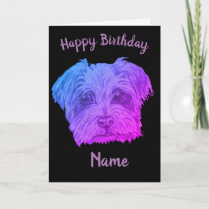 Cartão Yorkshire Terrier Purple Black Birthday