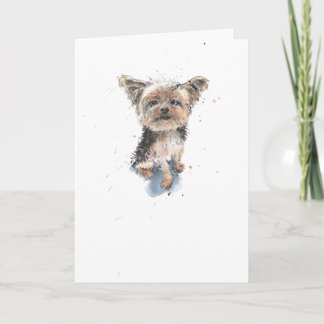 Cartão Yorkshire Terrier, Yorkie funny Dog Birthday Card (Frente)