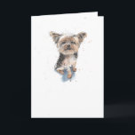 Cartão Yorkshire Terrier, Yorkie funny Dog Birthday Card<br><div class="desc">Ink and watercolour Yorkshire Terrier design. This is a lively, expressive and illustrative drawing with line variations, marks and splatters caused by the vigorous use of a traditional dip pen and watercolour Splashes, this gives the Artwork a fresh and immediate style where my 'working out' can be seen and enjoyed....</div>