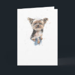 Cartão Yorkshire Terrier, Yorkie funny Dog Birthday Card<br><div class="desc">Ink and watercolour Yorkshire Terrier design. This is a lively, expressive and illustrative drawing with line variations, marks and splatters caused by the vigorous use of a traditional dip pen and watercolour Splashes, this gives the Artwork a fresh and immediate style where my 'working out' can be seen and enjoyed....</div>
