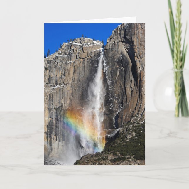Cartão Yosemite Falls with Rainbow (Frente)
