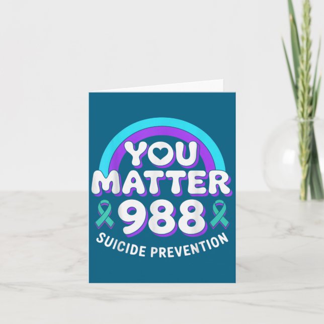 Cartão You 988 Suicide Prevention Awareness Rainbow Ribbo (Frente)