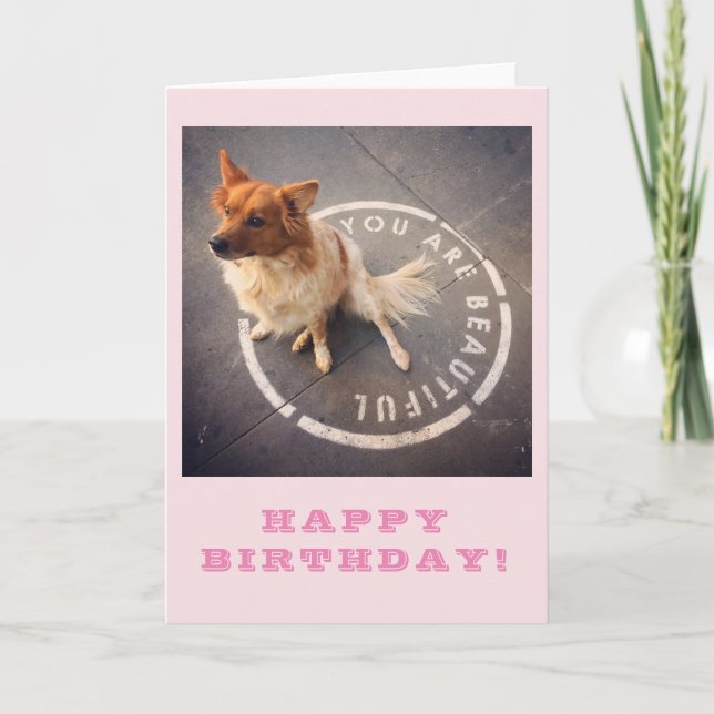 Cartão YOU ARE BEAUTIFUL • HAPPY BIRTHDAY! (pink) (Frente)