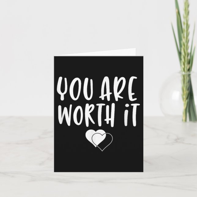 Cartão You Are Worth It Cute Motivational Women Hearts De (Frente)