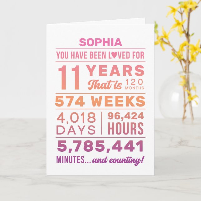 Cartão You Have Been Loved 11 Years Birthday Card (Flor Amarela)