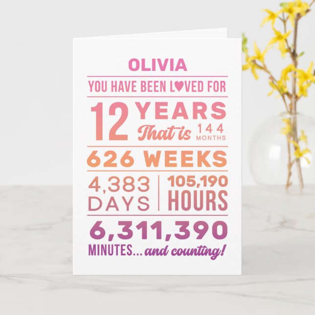 Cartão You Have Been Loved 12 Years Birthday Card (Flor Amarela)