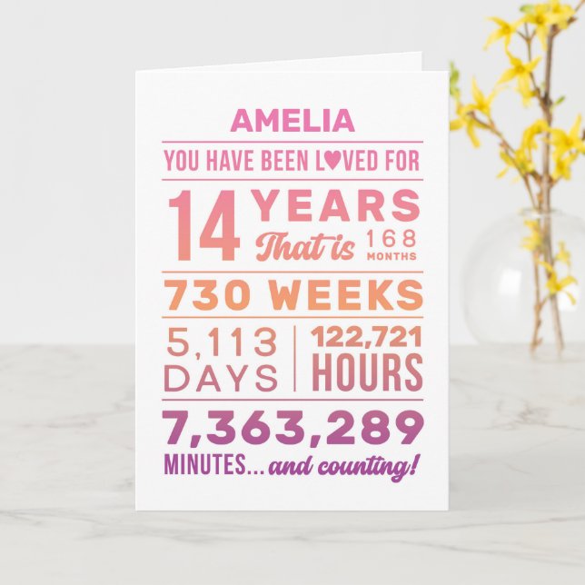 Cartão You Have Been Loved 14 Years Birthday Card (Flor Amarela)