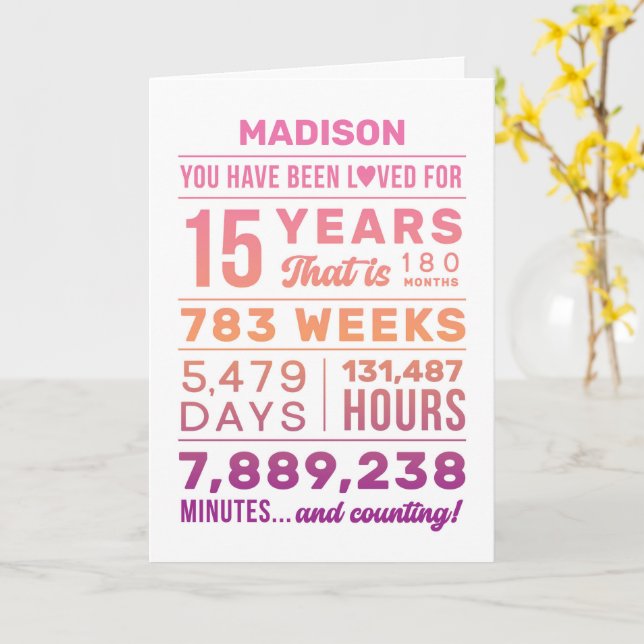 Cartão You Have Been Loved 15 Years Birthday Card (Flor Amarela)