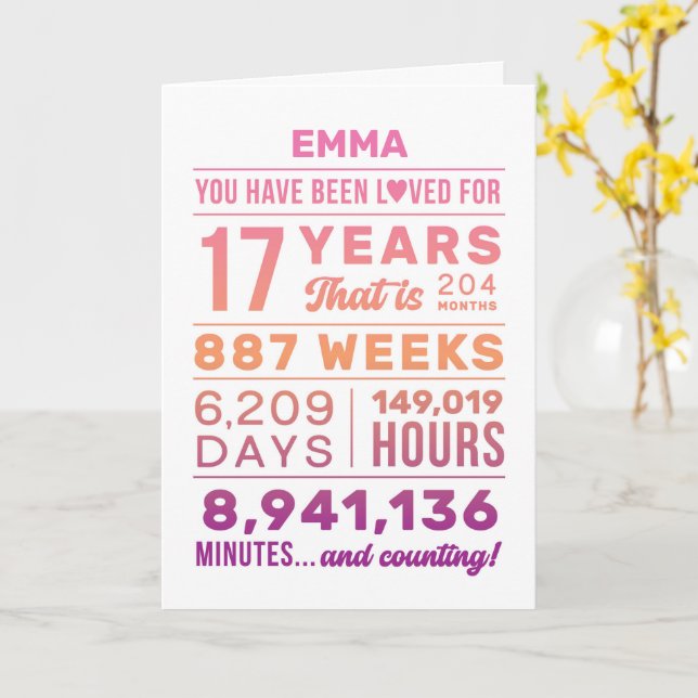 Cartão You Have Been Loved 17 Years Birthday Card (Flor Amarela)