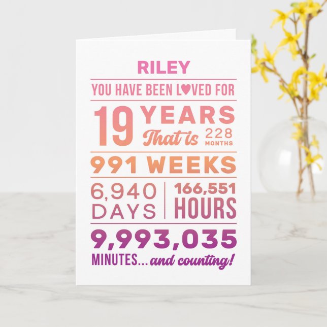 Cartão You Have Been Loved 19 Years Birthday Card (Flor Amarela)