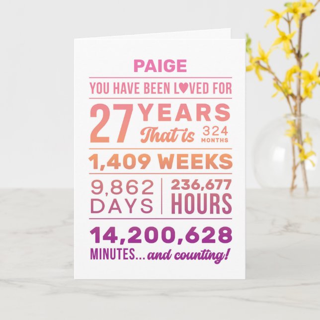 Cartão You Have Been Loved 27 Years Birthday Card (Flor Amarela)