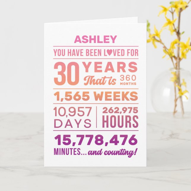 Cartão You Have Been Loved 30 Years Birthday Card (Flor Amarela)