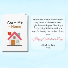 Cartão You Plus Me Equals Home Valentine's Day 